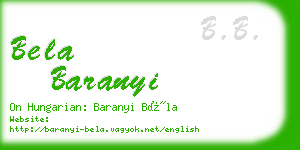 bela baranyi business card